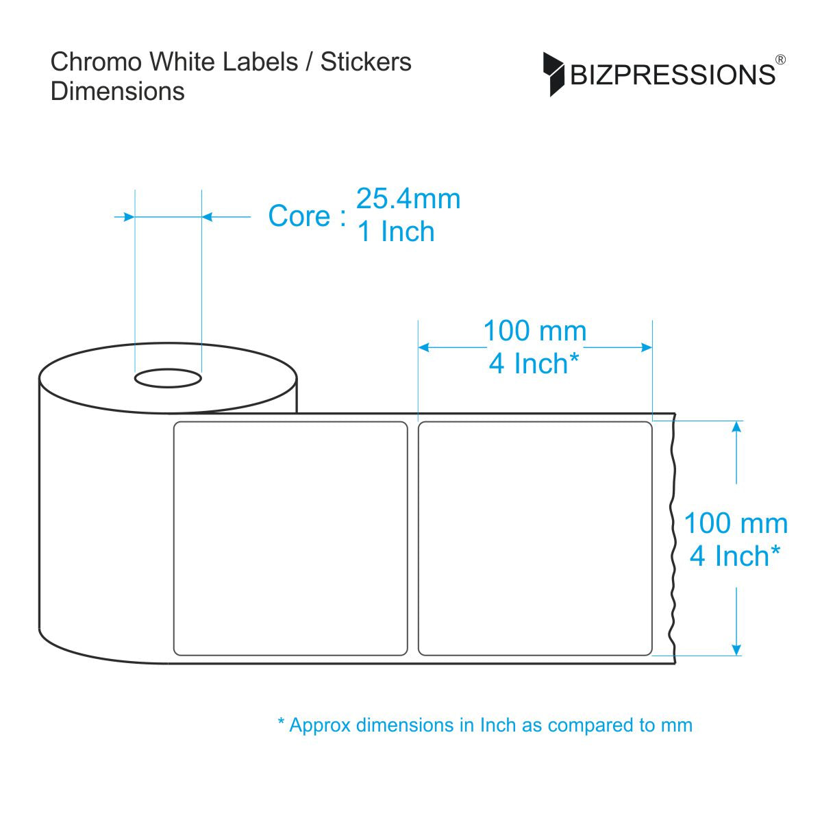 Chromo White Label Sticker Roll