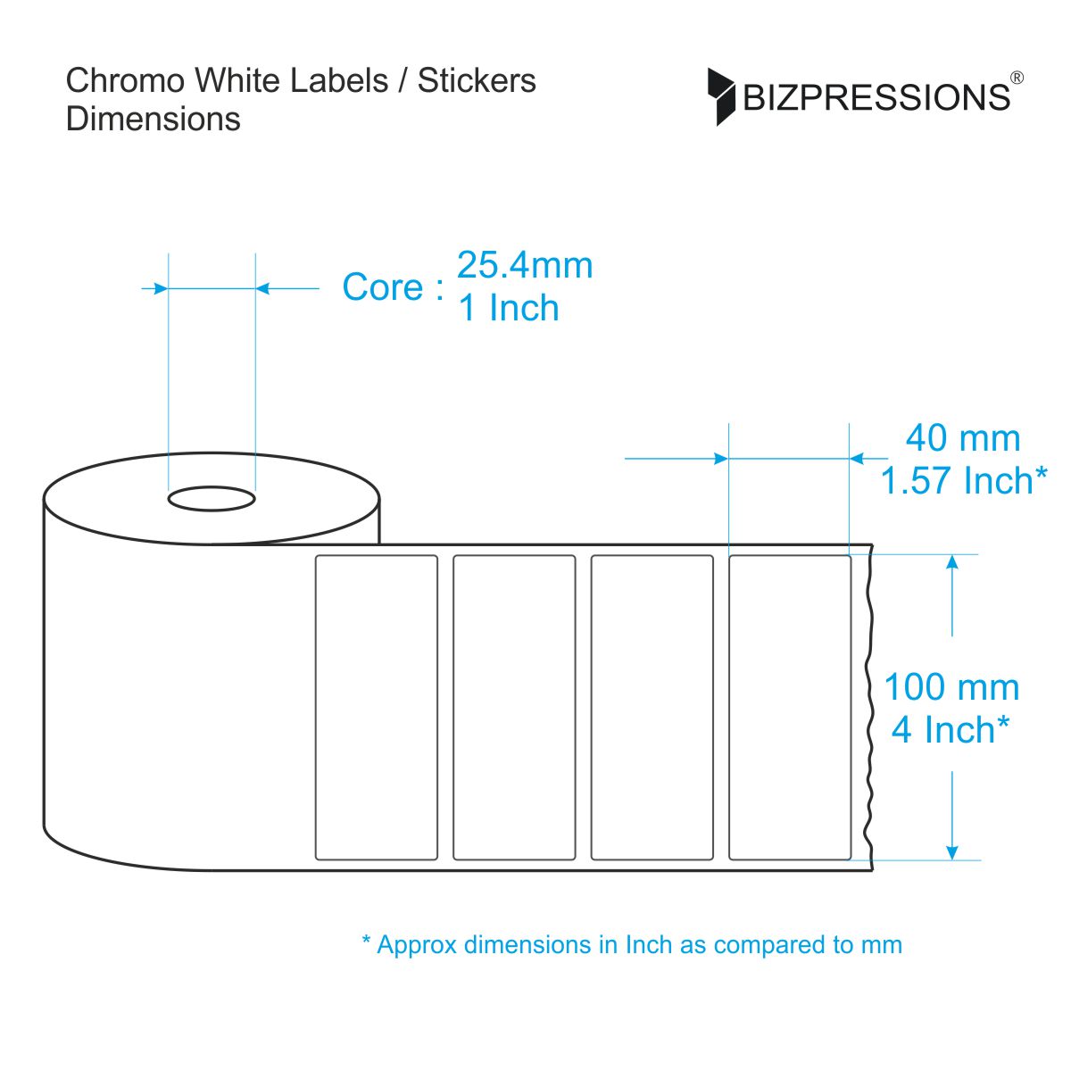 Chromo White Label Sticker Roll