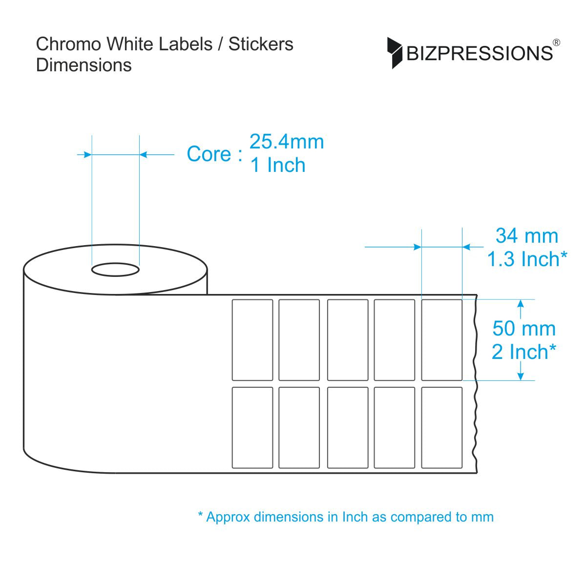 Chromo White Label Sticker Roll