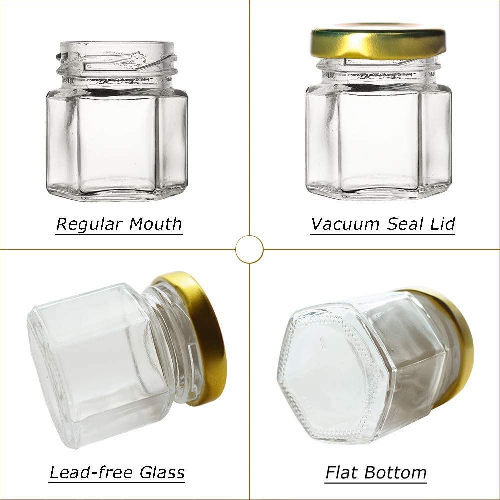 Hexagon Glass Jar with Lug cap