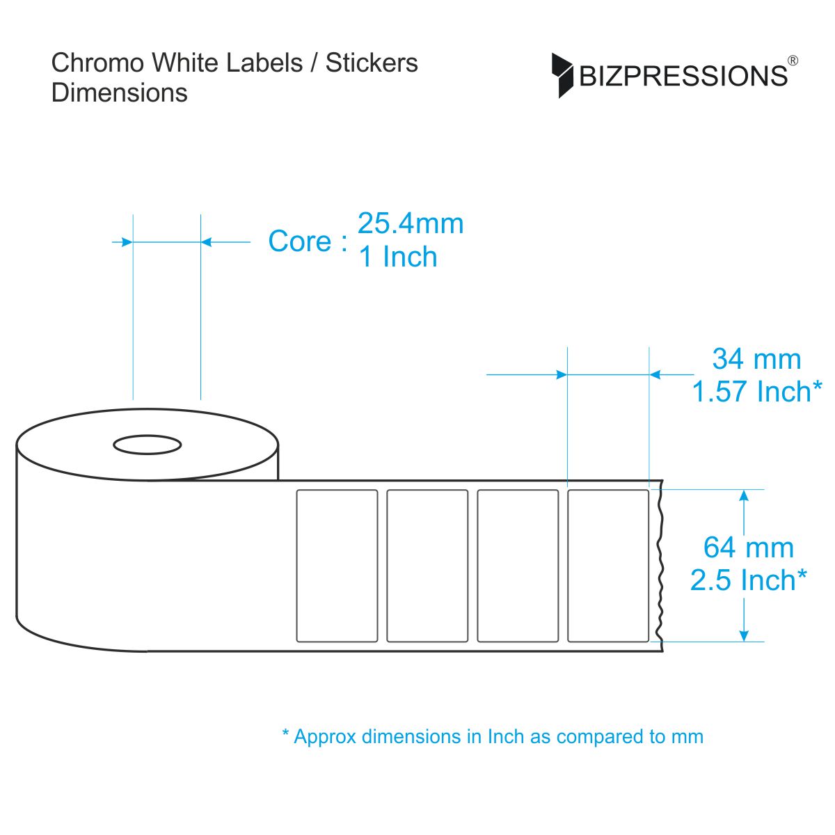 Chromo White Label Sticker Roll