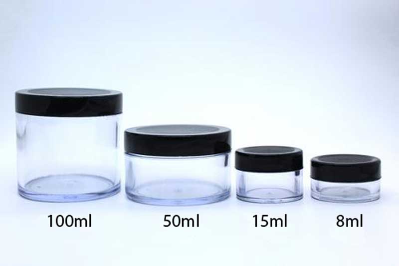 Acrylic San / Cream Clear Jar with Cap and Lid