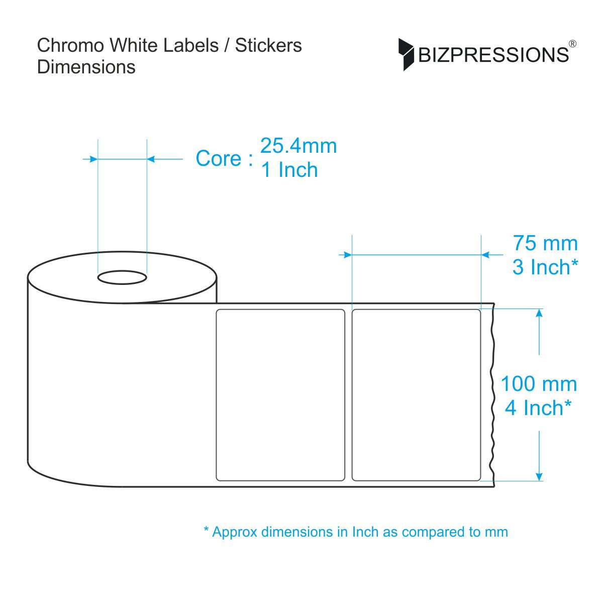 Chromo White Label Sticker Roll