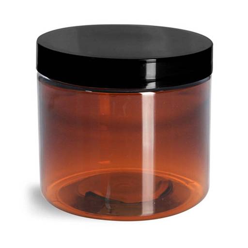Acrylic San / Cream Amber Jar with Cap and Lid