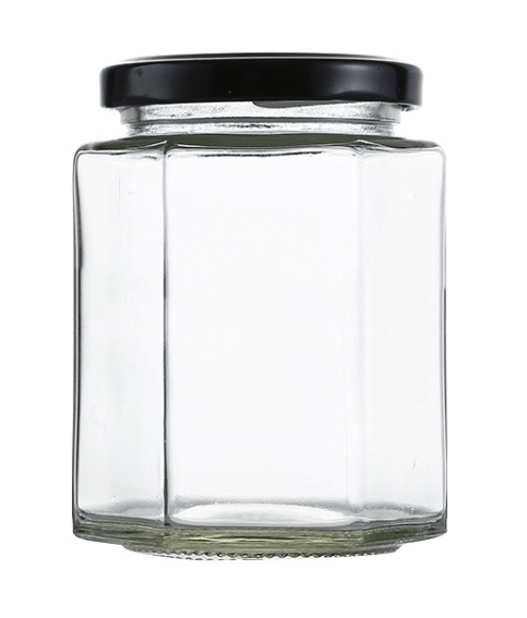 Hexagon Glass Jar with Lug cap