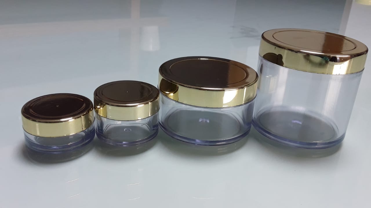 Acrylic San / Cream Clear Jar with Cap and Lid